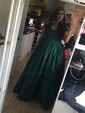 Ball Gown Off-the-shoulder Satin Prom Dresses With Appliques