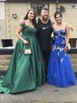 Ball Gown Off-the-shoulder Satin Sweep Train Beading Prom Dresses