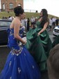 Ball Gown Off-the-shoulder Satin Prom Dresses With Appliques
