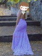 Mermaid Scoop Neck Tulle Prom Dresses With Appliques