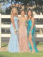 Trumpet/Mermaid Scoop Neck Tulle Sweep Train Appliques Lace Prom Dresses