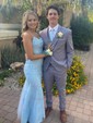 Mermaid Scoop Neck Tulle Prom Dresses With Appliques