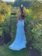 Trumpet/Mermaid Scoop Neck Tulle Sweep Train Appliques Lace Prom Dresses