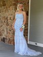 Mermaid Scoop Neck Tulle Prom Dresses With Appliques