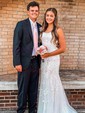 Mermaid Scoop Neck Tulle Prom Dresses With Appliques