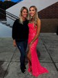 Sheath/Column Scoop Neck Sparkly Velvet Sequin Prom Dresses