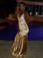 Mermaid V-neck Velvet Prom Dresses With Appliques
