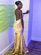 Trumpet/Mermaid Sweep Train V-neck Velvet Appliques Lace Prom Dresses