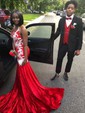 Mermaid V-neck Velvet Prom Dresses With Appliques