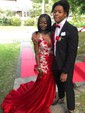 Mermaid V-neck Velvet Prom Dresses With Appliques