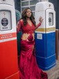 Mermaid V-neck Jersey Long Sleeves Cut Out Prom Dresses With Appliques