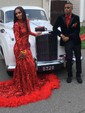 Mermaid High Neck Long Sleeves Sparkly Sequin Prom Dresses With Feather