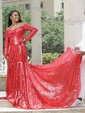 Trumpet/Mermaid Sweep Train Off-the-shoulder Sequined Long Sleeves Prom Dresses