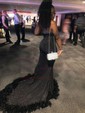 Mermaid V-neck Sparkly Sequin Prom Dresses With Feather