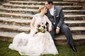 A-line V-neck Tulle Sweep Train Wedding Dresses With Appliques Lace