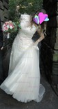 A-line V-neck Tulle Sweep Train Wedding Dresses With Appliques Lace