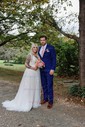 Ball Gown/Princess V-neck Tulle Court Train Wedding Dresses With Appliques Lace