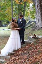 Custom A-line V-neck Tulle Court Train Appliques Lace Open Back Wedding Dresses