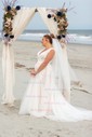 Ball Gown V-neck Tulle Court Train Wedding Dresses With Appliques Lace