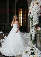 Ball Gown Sweetheart Tulle Chapel Train Wedding Dresses With Flower(s)