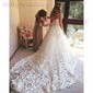 Ball Gown Sweetheart Tulle Chapel Train Wedding Dresses With Flower(s)