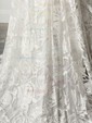 A-line V-neck Lace Sweep Train Wedding Dresses