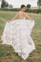 A-line V-neck Lace Sweep Train Wedding Dresses