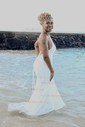 Trumpet/Mermaid V-neck Lace Sweep Train Wedding Dresses