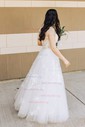 Ball Gown V-neck Tulle Sweep Train Wedding Dresses With Appliques Lace