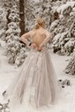 Ball Gown V-neck Tulle Sweep Train Wedding Dresses With Appliques Lace