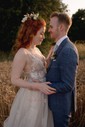 Ball Gown/Princess V-neck Tulle Sweep Train Wedding Dresses With Appliques Lace