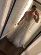 Ball Gown/Princess V-neck Tulle Sweep Train Wedding Dresses With Appliques Lace