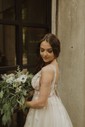 Ball Gown/Princess V-neck Tulle Sweep Train Wedding Dresses With Appliques Lace