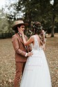 Ball Gown/Princess V-neck Tulle Sweep Train Wedding Dresses With Appliques Lace