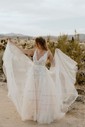 Ball Gown V-neck Tulle Sweep Train Wedding Dresses With Appliques Lace