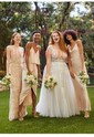 Ball Gown/Princess V-neck Tulle Sweep Train Wedding Dresses With Appliques Lace