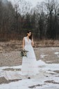 Ball Gown V-neck Lace Tulle Floor-length Wedding Dresses With Buttons