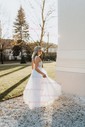 Ball Gown V-neck Lace Tulle Floor-length Wedding Dresses With Buttons