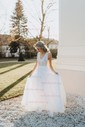 Ball Gown/Princess V-neck Lace Tulle Floor-length Wedding Dresses With Buttons