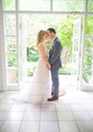 Ball Gown/Princess V-neck Lace Tulle Floor-length Wedding Dresses With Buttons