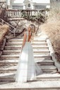 Ball Gown/Princess V-neck Lace Tulle Floor-length Wedding Dresses With Buttons