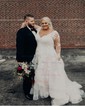 Ball Gown/Princess V-neck Tulle Sweep Train Wedding Dresses With Tiered