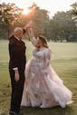 Ball Gown/Princess V-neck Tulle Sweep Train Wedding Dresses With Tiered