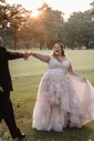 Ball Gown/Princess V-neck Tulle Sweep Train Wedding Dresses With Tiered