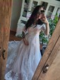 Ball Gown/Princess Off-the-shoulder Tulle Court Train Wedding Dresses With Appliques Lace