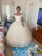 Ball Gown Off-the-shoulder Tulle Court Train Wedding Dresses With Appliques Lace