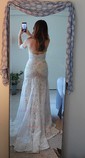 Sheath/Column Sweetheart Lace Sweep Train Wedding Dresses