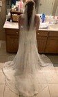 Sheath/Column Sweetheart Lace Sweep Train Wedding Dresses