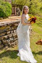 Sheath/Column Sweetheart Lace Sweep Train Wedding Dresses