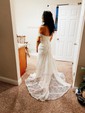 Sheath/Column Sweetheart Lace Sweep Train Wedding Dresses